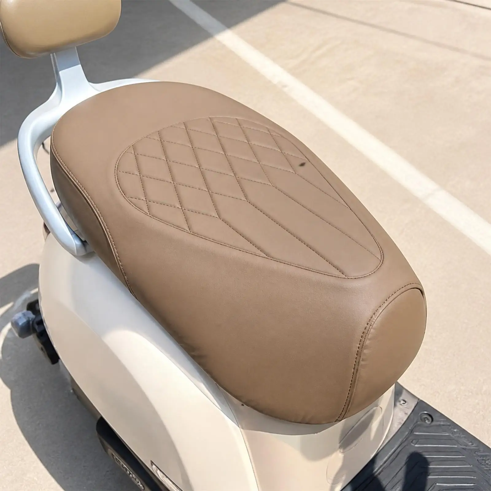 PU Leather Motorcycle Seat Cover Diamond Stitched Waterproof Saddle Protector Comfortable Cushion for All Weather - view 6