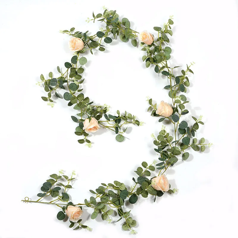 

2m Artificial Eucalyptus Vines Fake Flowers Garland Peony Plants Wreath Garland Eucalyptus for Wedding Banquet Garden Home Decor