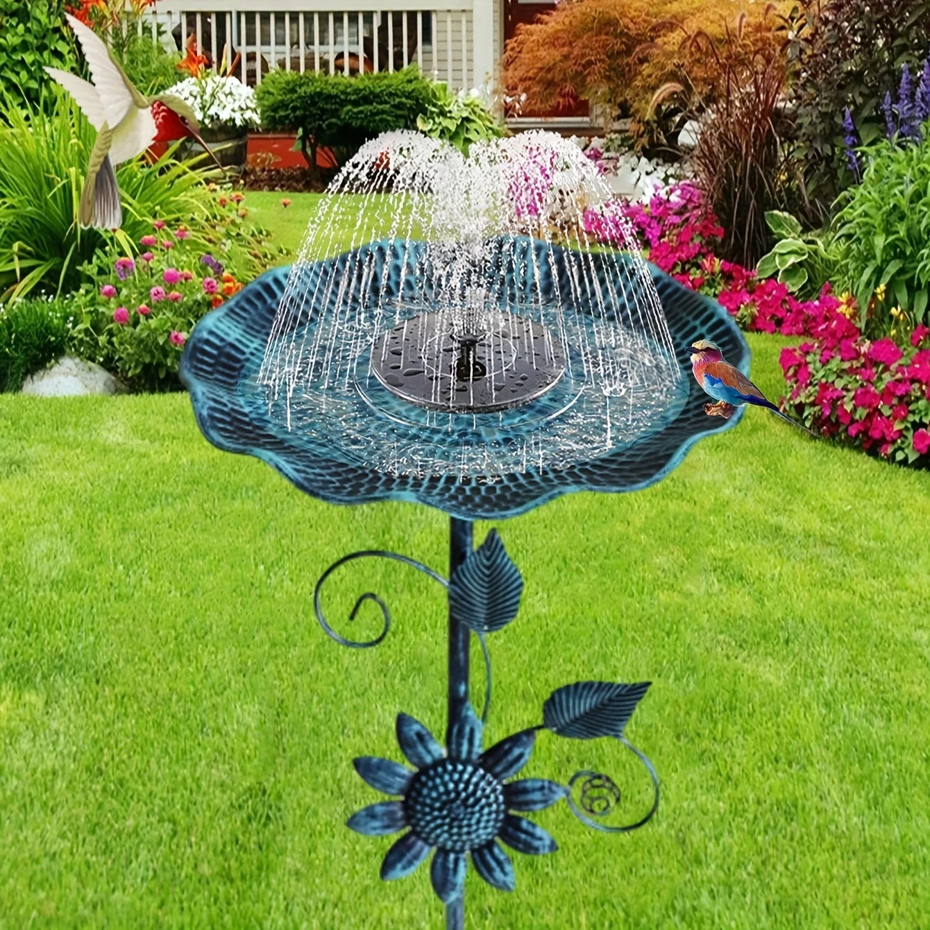 

1 Piece of Blue-Green Dotted Bird Bath Basin, Perfect for Gardens, Courtyards, Lawns, and Patios, an Ideal Gift for Bird Lovers, Garden Bird Bath. | Elegant Garden Features | Cast Iron Bathtub, Outdoor Bird Bath, Elegant Metal Bird Bath and Bird Feeder fo