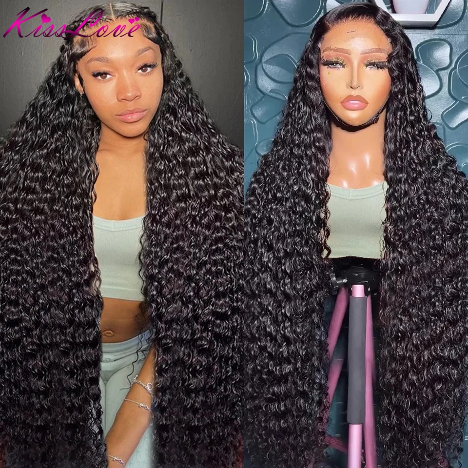 300 Density Thick Full Deep Wave Wigs Human Hair HD 13x4 Lace Front Wigs For Women Pre Plucked 360 Lace Frontal Wig KissLove