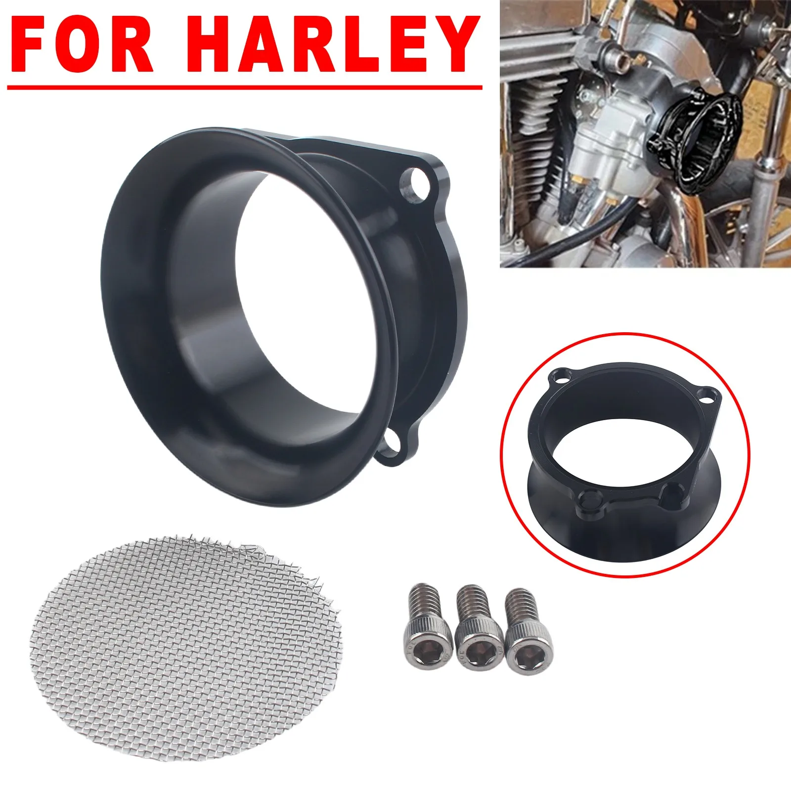 Aluminum Exhaust Flange Billet Kit For Harley CV Carb models from 1988-2006 Velocity Stack Short