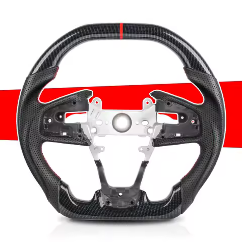 For Honda Civic Gen 10th Type R FK8 2016 2017 2018 2019 2020 Hydro Dip Carbon Fiber Steering Wheel Perforated Leather Steering
