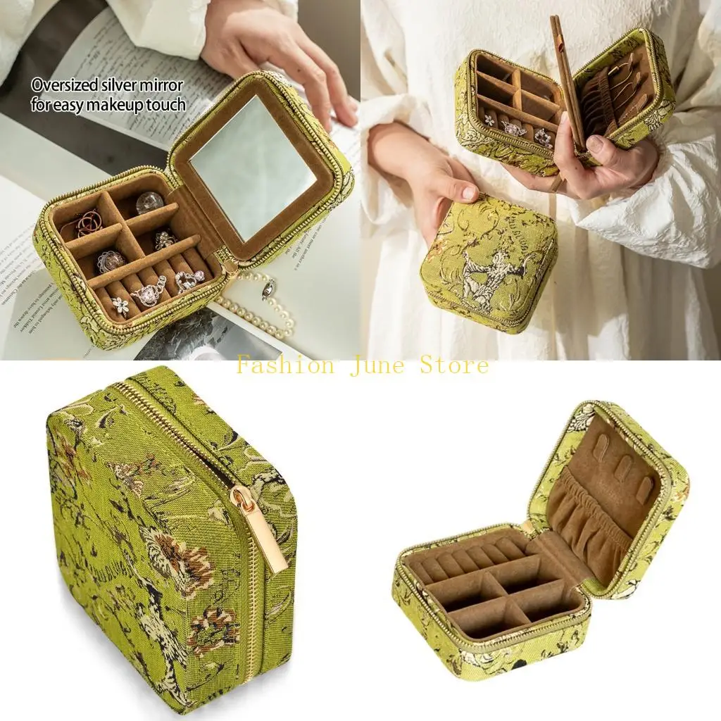 

N5KA Strong Fabric Jewelry Small Travel Bag for Women Rings and Earrings