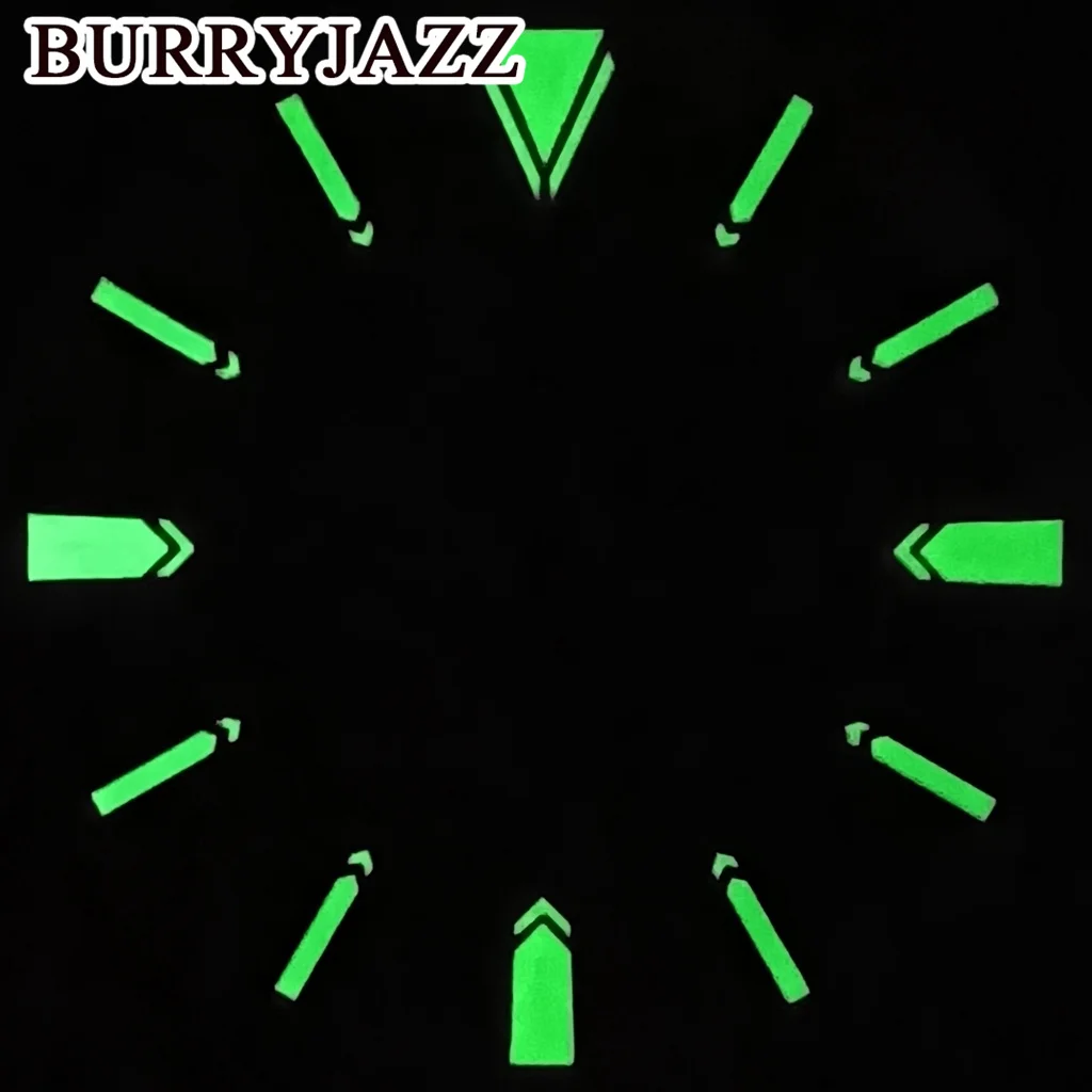 BURRYJAZZ 29 مللي متر بدون شعار NH35 NH70 NH72 الجوف خارج أبيض أسود أزرق أخضر رمادي ساعة الطلب الأخضر مضيئة صالح 3 الساعة تاج