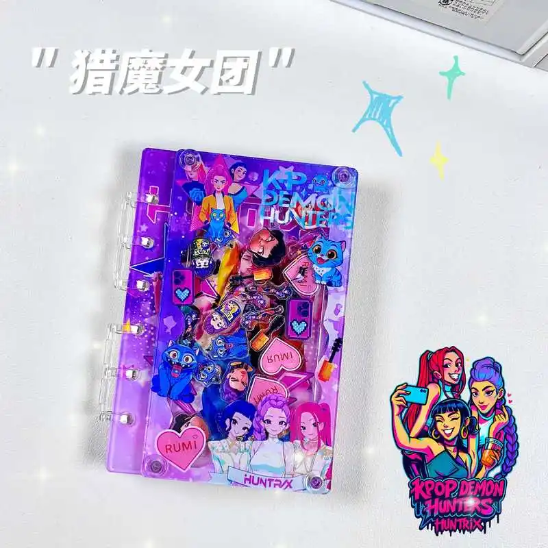 A7 Kpop Demon Hunters Shake Acrylic Notebook Diy Huntr/X Acrylic Notepad Rumi Mira Zoey Saja Popular Loose Leaf Book Anime Gift