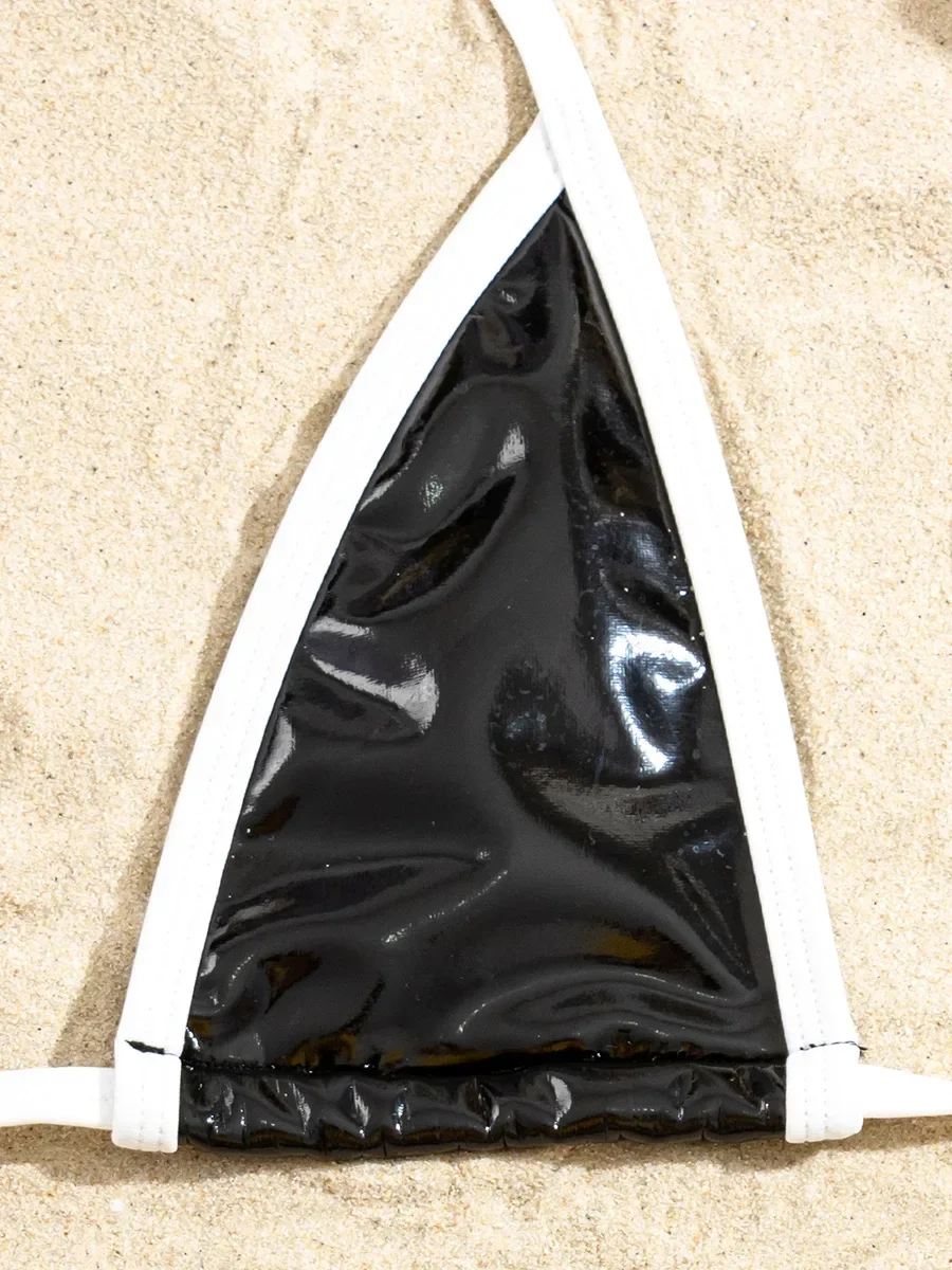 Extreme Mini Micro Tanga Diamant Bikinis PU Leder Bikini Frauen Badeanzug Weibliche Bademode Zwei Stück Bikini Set Badeanzug Schwimmen