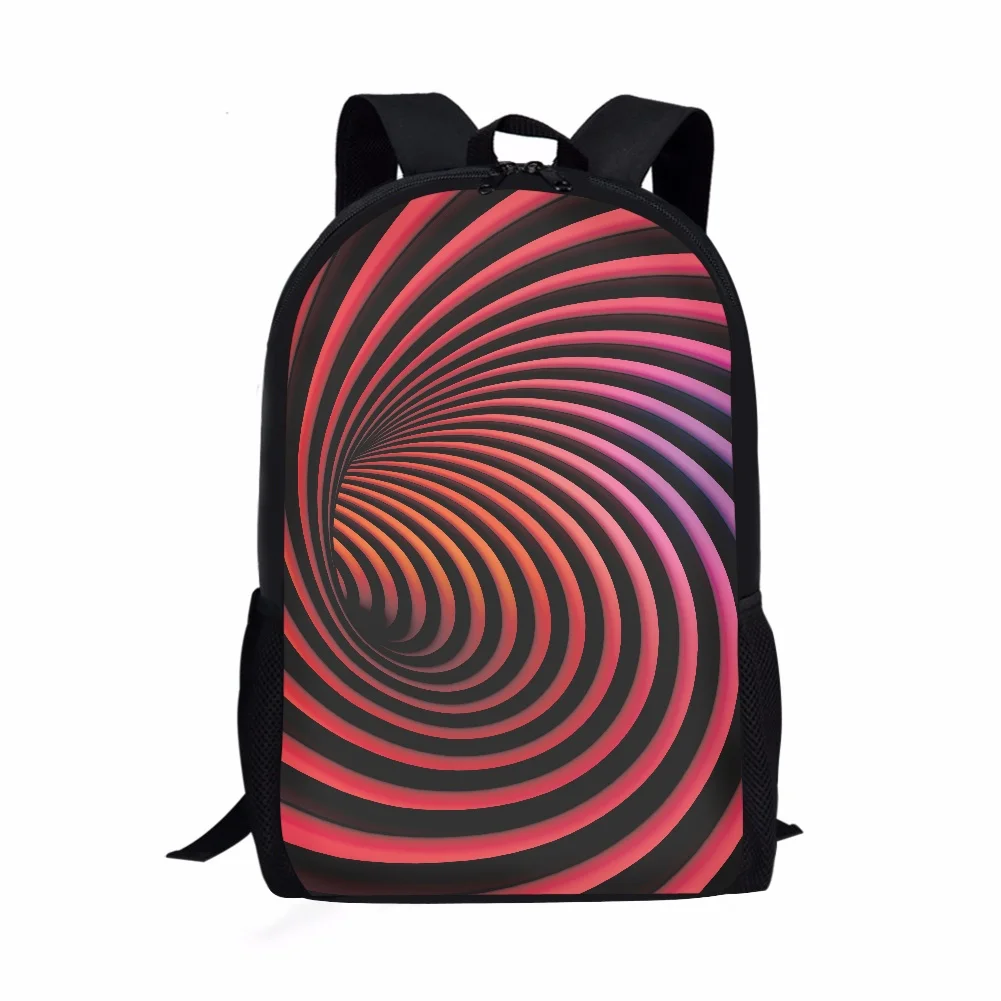 Mochila escolar con estampado de líneas 3D para niños y niñas, morral escolar con diseño creativo para uso diario