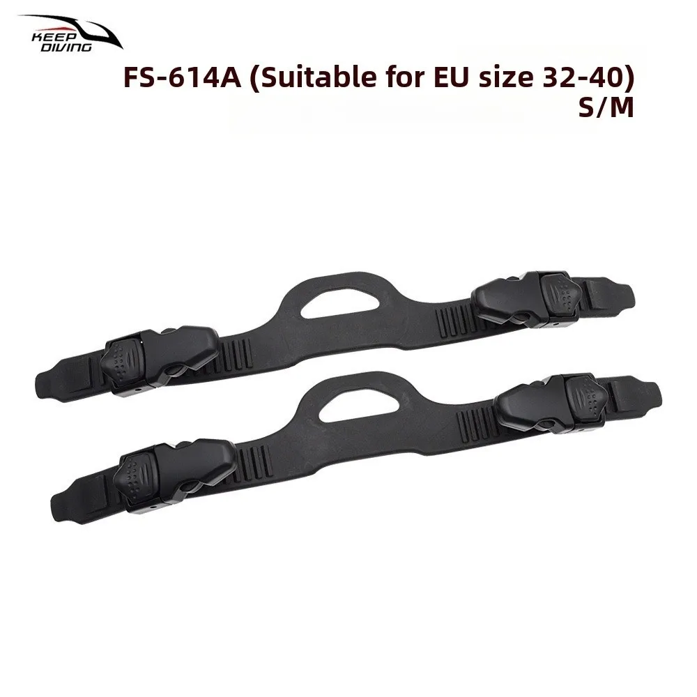 1 Pair Adjustable Scuba Diving Fins Fixed Buckle Black Plastic Scuba Diving Replaceable TPR Heel Frog Shoelaces
