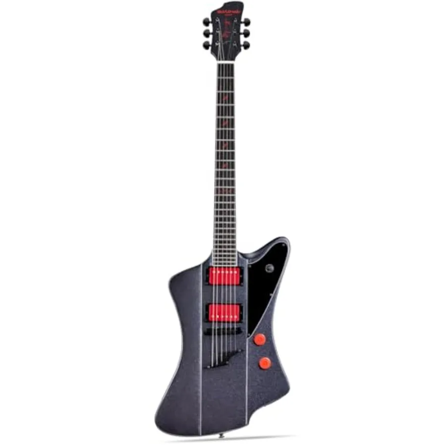 

Электрогитара WestCreek Mirage Solid Body, корпус из красного дерева, гриф из клёна, накладка грифа из эбенового дерева, закруглённые концевые лады, костяной нут, 24 лада, чёрная.
