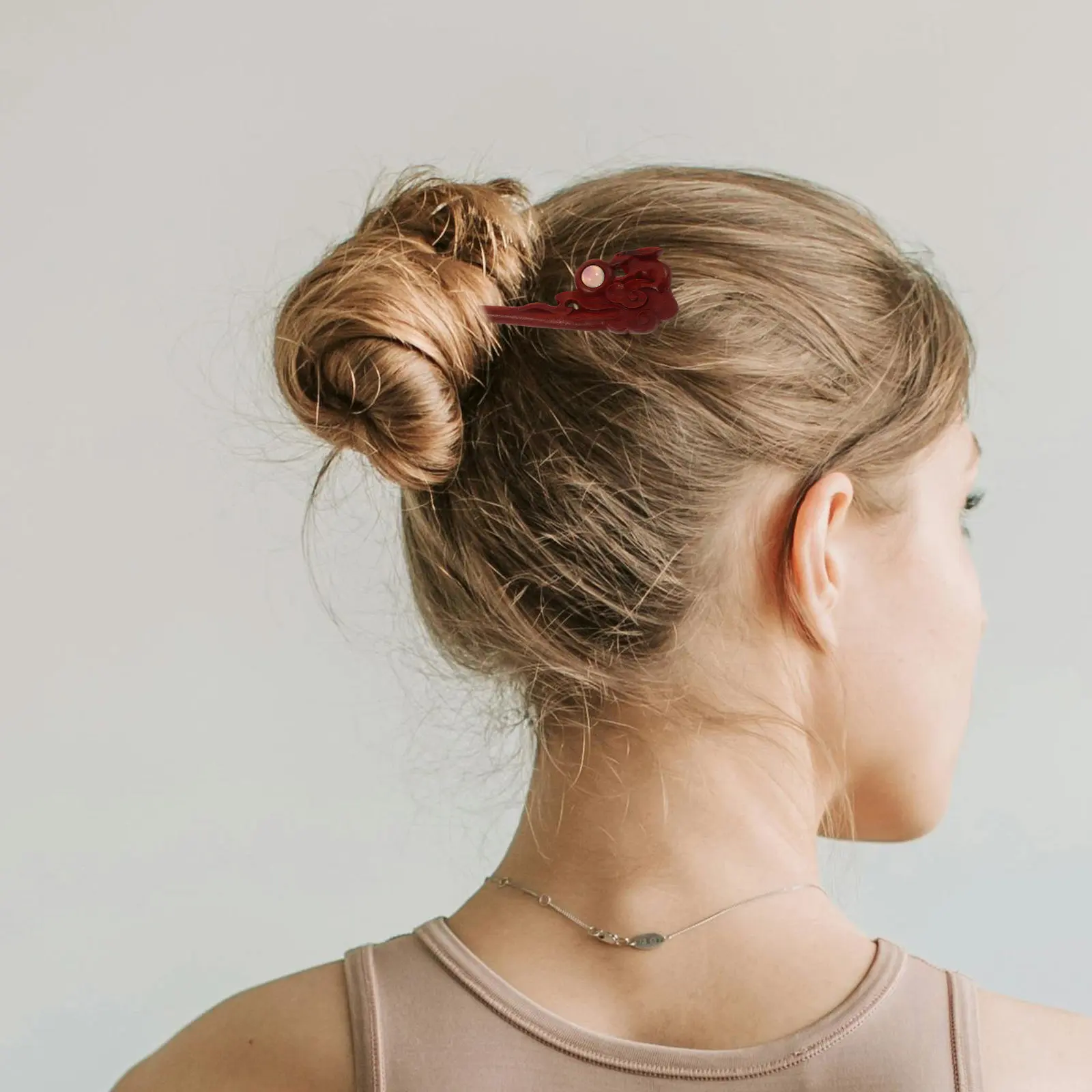 Red Sandalwood Hair Stick Vintage Chinese Style Wooden Hairpin for Long Hair Bun Natural Aroma for Women