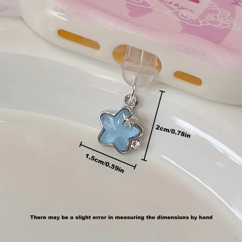 جميل كريستال الخماسي الهاتف الغبار التوصيل قلادة اكسسوارات الديكور آيفون نوع-c ميناء الغبار التوصيل المياه الماس