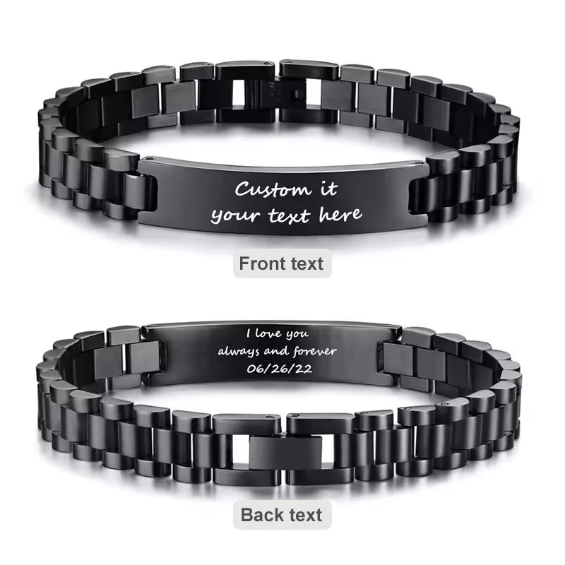 Personalisierte Gravierbare Edelstahl-ID-Armbänder für Männer Individuell Gravierbare Namensschild-Identitäts-ID-Armbänder für Ihn 19-21CM – Detail 15