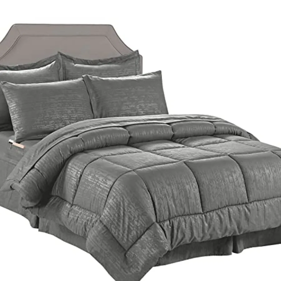 

Комплект постельного белья из 8 предметов: всесезонное одеяло, 4 умных простыни, юбка для кровати, пододеяльники и наволочки в тон, а также декоративные наволочки (Shams) B