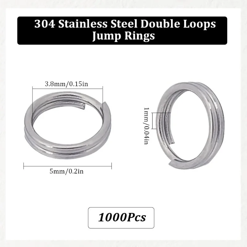 1000Pcs 5mm Silver Jump Ring Stainless Steel Split Rings Bulk Double Loops Round Small Metal Rings Connectors for Jewelry