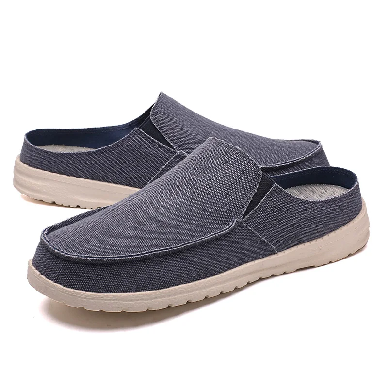 Men Summer New Casual Shoes Fashion Cowboy Half Slippers Breathable Canvas Soft Bottom Lightweight Walking Shoe Vulcanized Shoes