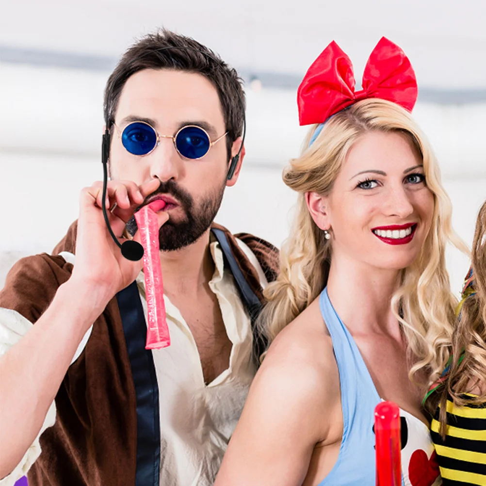 

4Pcs Fake Headset Microphone Cosplay Costume Accessories Lightweight Durable Halloween Party Props Singer Headpiece