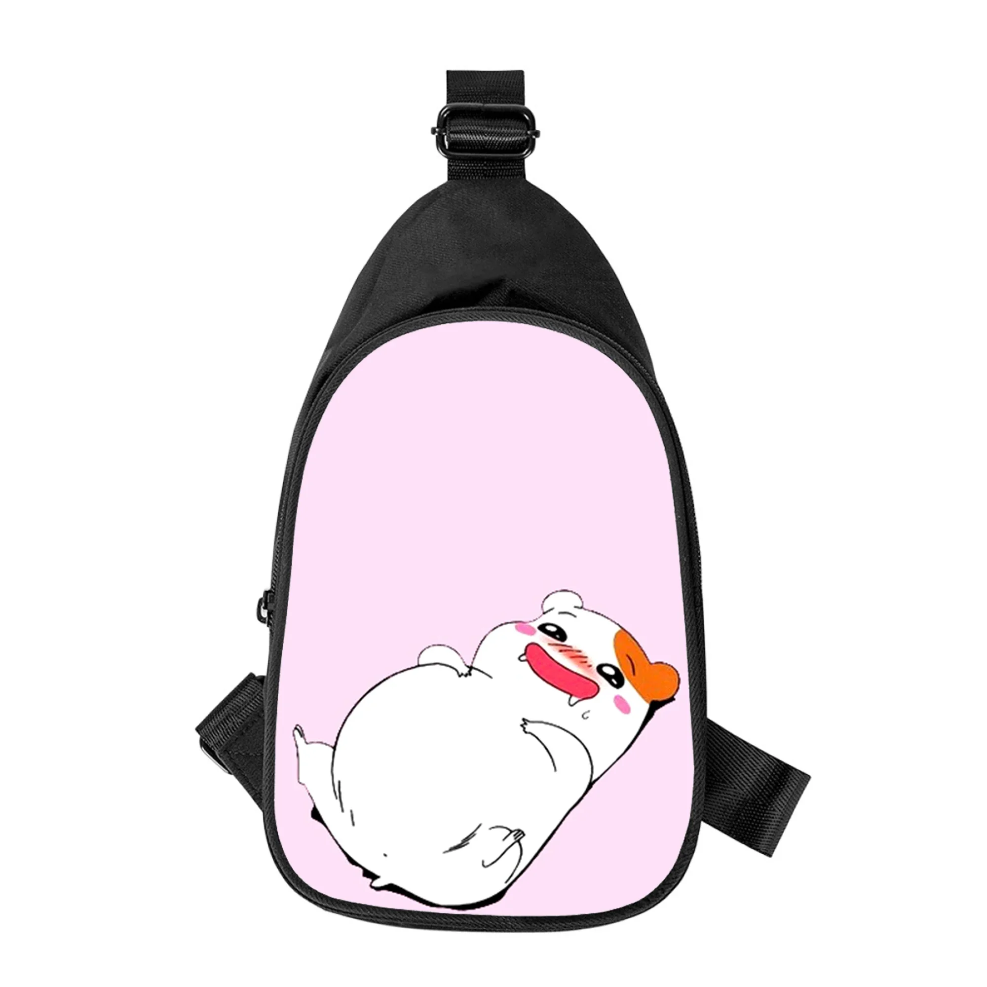 Anime bonito oruchuban ebichu 3d novos homens cruz saco de peito diagonalmente feminino bolsa de ombro marido escola pacote de cintura masculino pacote de peito