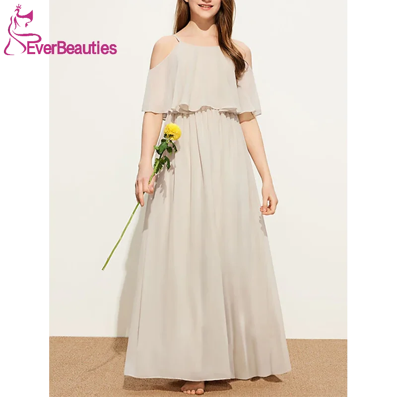 주니어 신부 들러리 드레스 Vestido Madrinha 드 Casamento Longo 결혼식을위한 꽃 파는 소녀 드레스 쉬폰 파티 Frocks for Girls