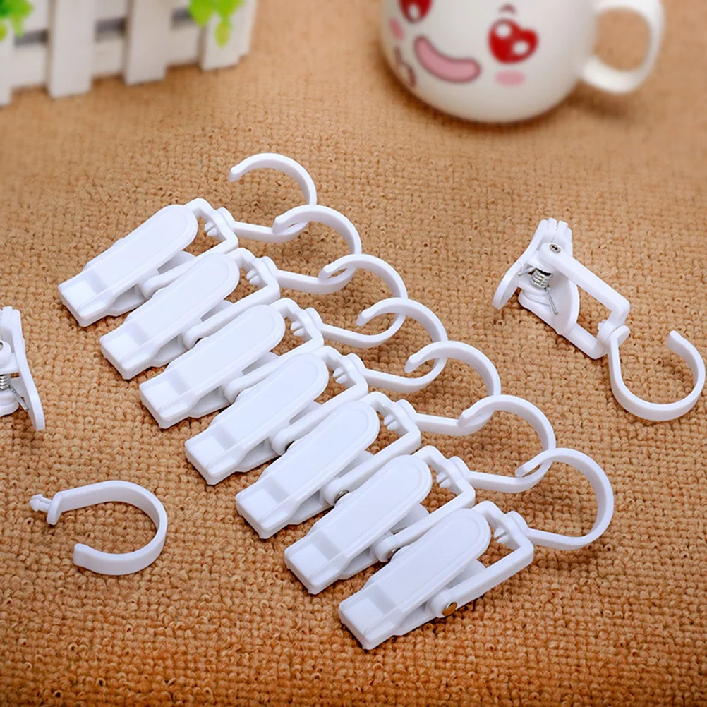 

20Pcs Plastic Hooks Curtain Clips 360 Degree Rotatable Swivel Design Multi Use for Kitchen Bath Laundry Garage Boat