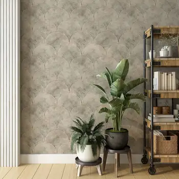 Decorative Striped Waves Wallpaper Wall, Abstract Vintage Distressed Wallpaper Peel and Stick - Self Adhesive Decor Wallpaper