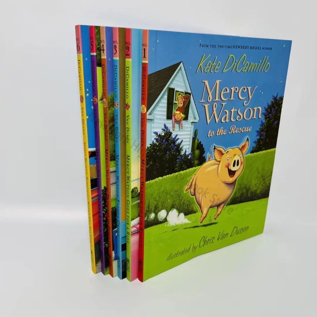 6 Volumes of Mercy Watson/ Piglet Messi,Bridge Chapter Book Children/kid Original English Book Fairy Tale Story Books