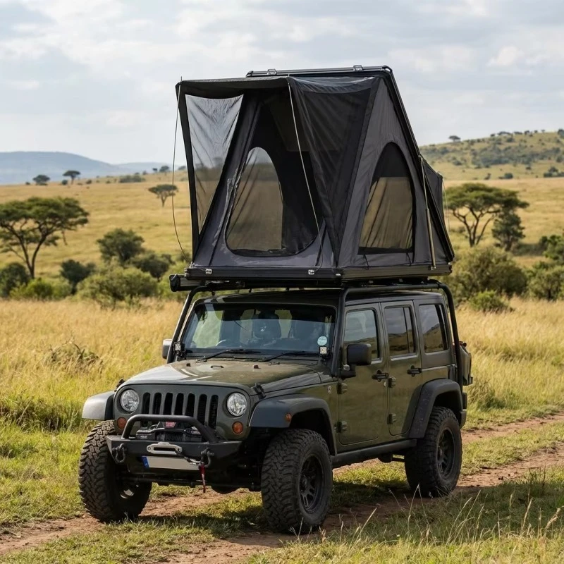 4 Person Rooftop Tent Overland Hard Shell SUV Four-Season Camping Tent W/ 3000mm Waterproof Fabric Foldable Double Layer