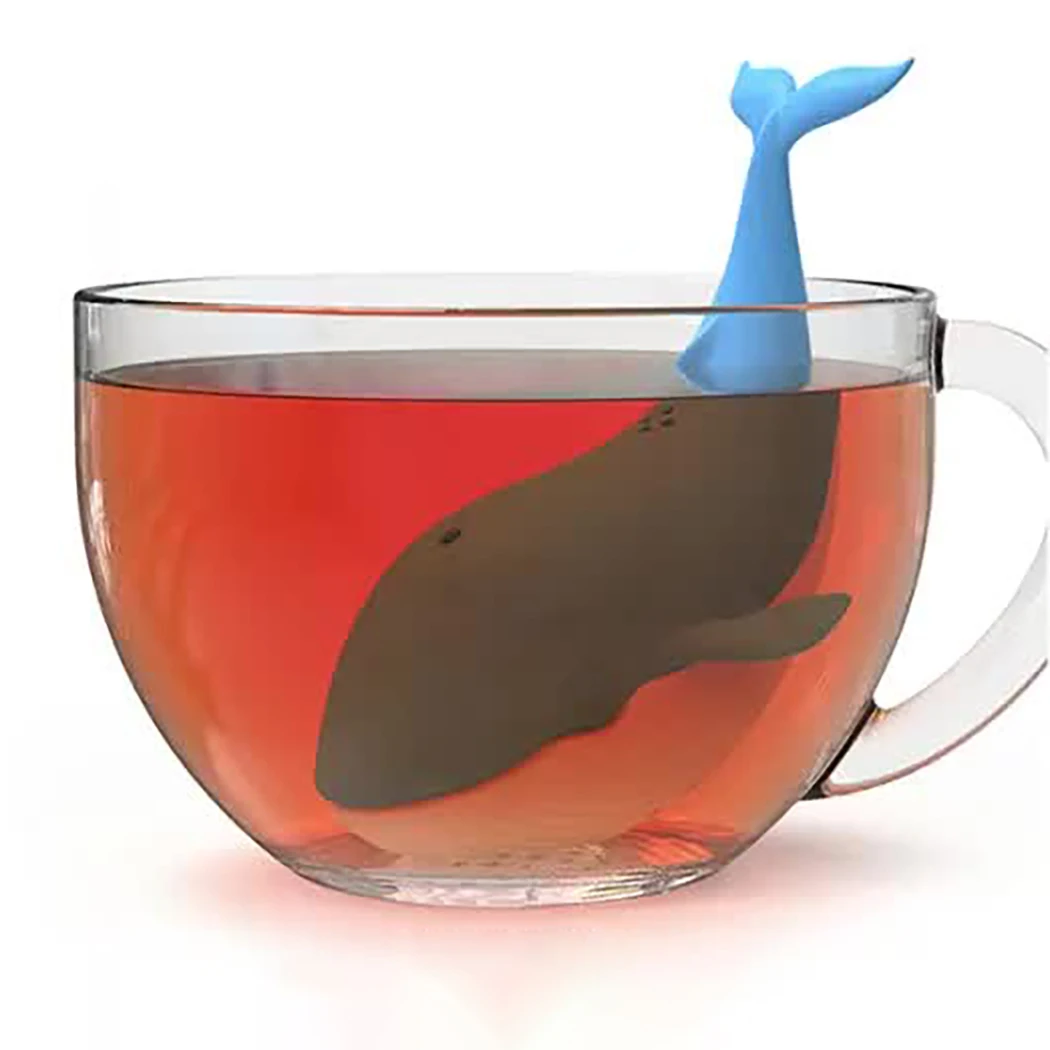 Lovely Tea Infuser Loose Tea Leaf Strainer Herbal Spice Silicone Filter Diffuser Teaware Whale Shaped Tea Strainers Tea Infusers