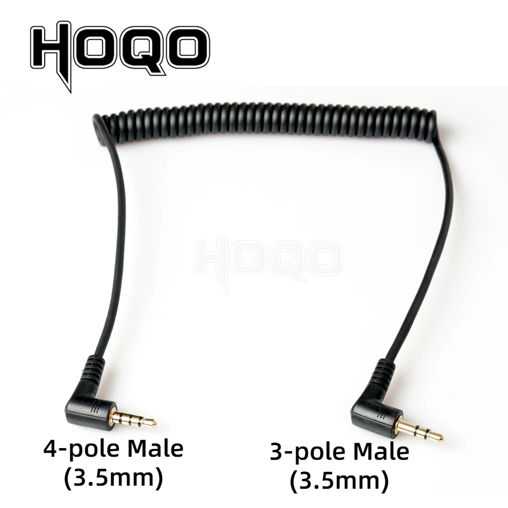 90 Degree 3.5mm 3/4 Pole Male TRS to TRRS 3.5/2.5mm 3/4 Pole Male/Female Headphone Stereo Audio AUX Spring Coiled Spiral Cable