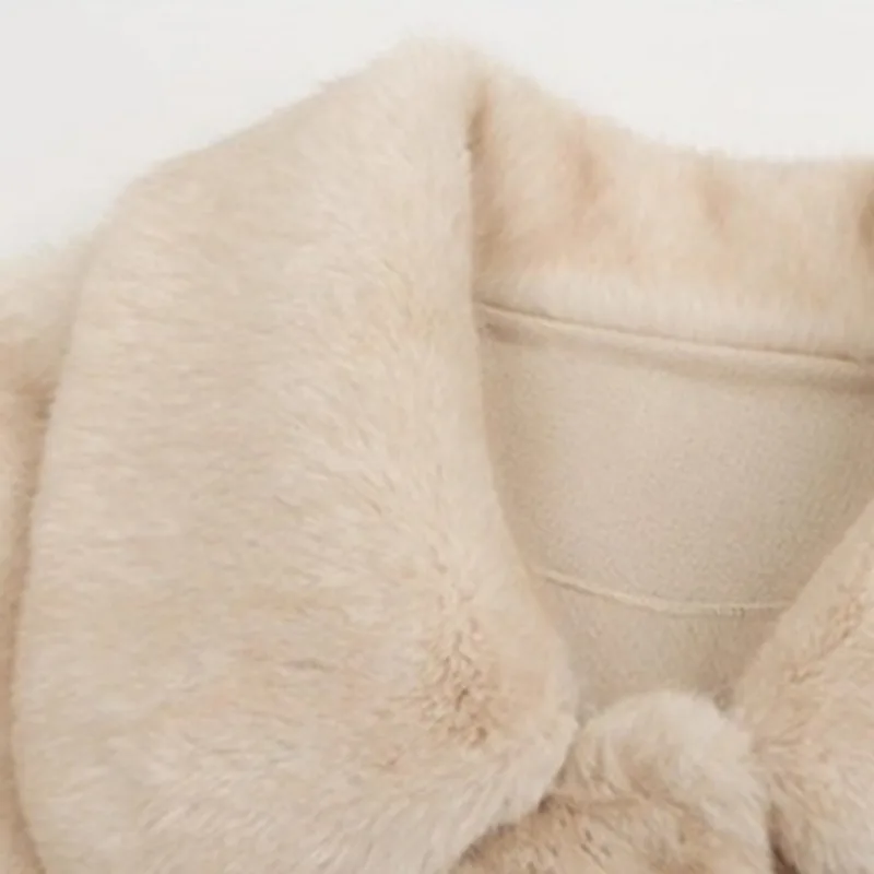 Lapel Brown Furry Jackets Fluffy Loose Single Breasted Faux Fur Jackets Solid Fluffball Decoration Vintage Plush Coats Faux Mink