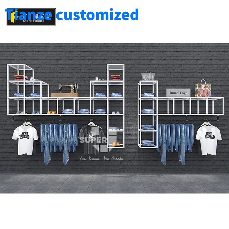 (Customized) VintageJeans Shelf Display Retail Shop Jeans Clothes Display Stand Jeans Display Rack