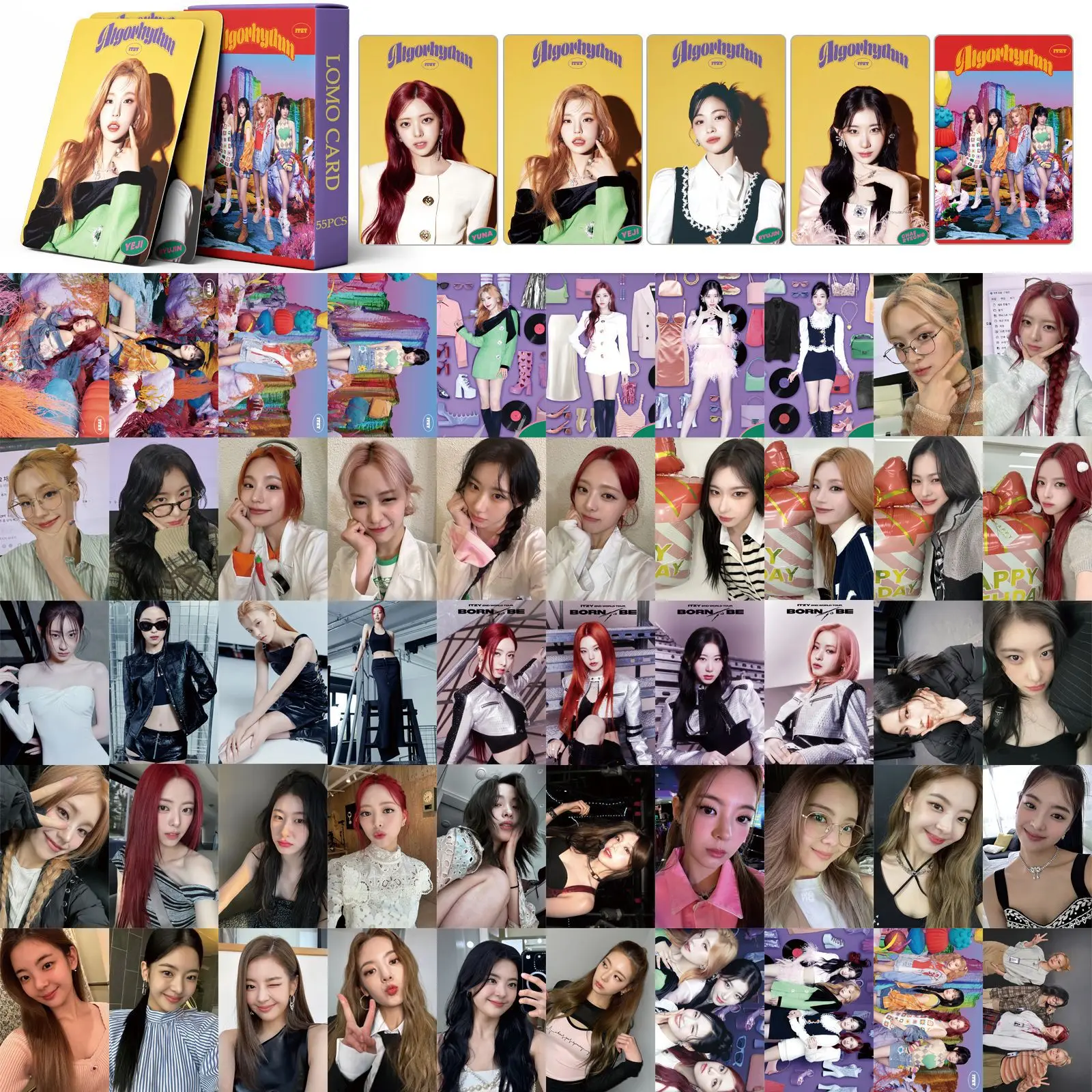 55PCS/BOX KPOP ITZY LOMO Card Algorhythm Japan Album Card ChaerYeong YUNA Special Card YEJI LIA RyuJin Fans Collection Gifts