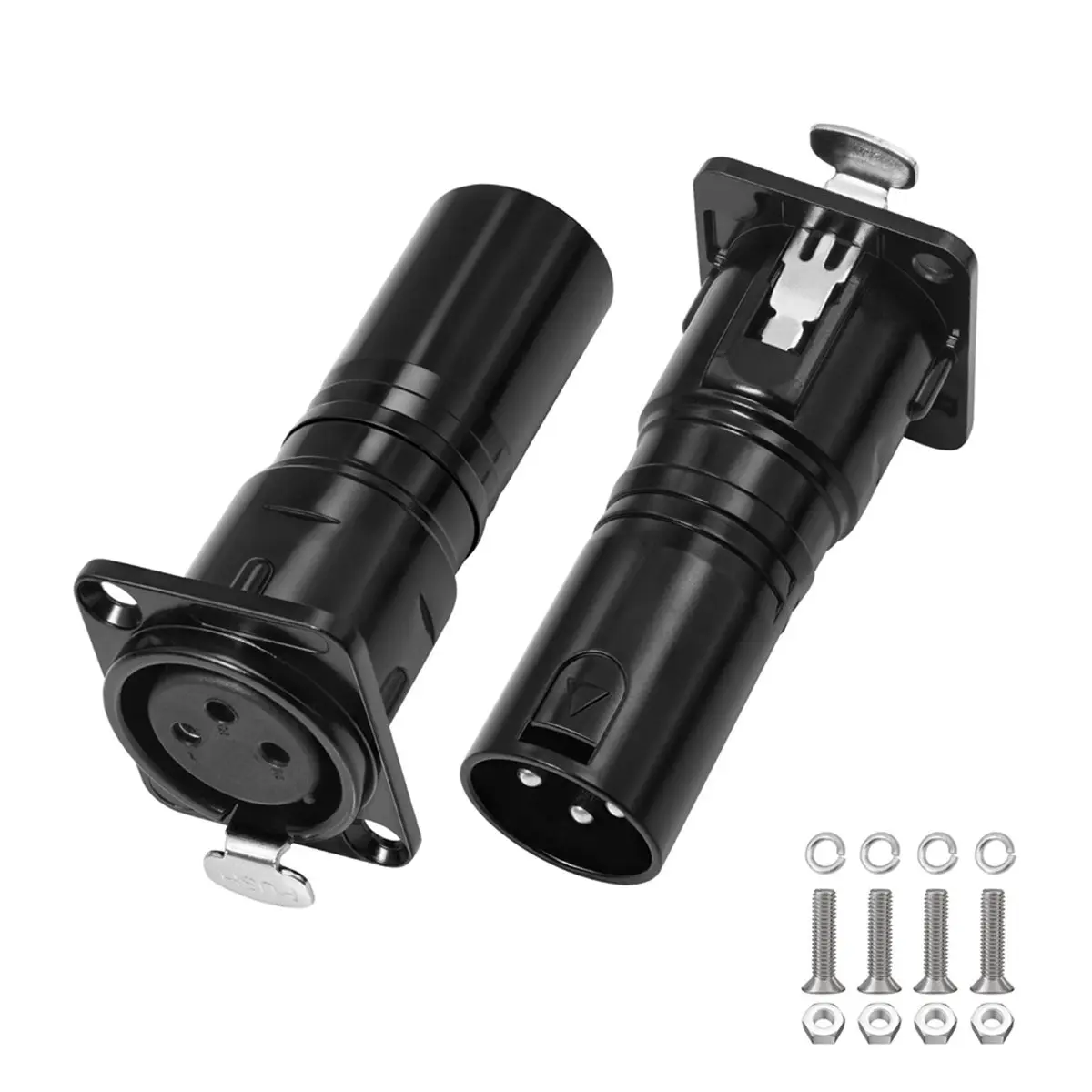 3pin XLR Male to XLR Female D Panel Mount Chassis Lock Socket Connector for D Panel Mounting