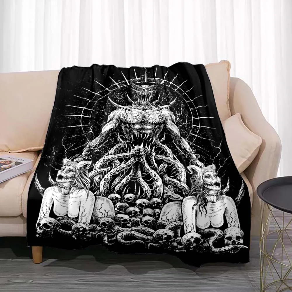 Satan Demon Evil Throw Blanket Horror Evil Monster Soft Flannel Blankets All Season Warm Blanket Bed Sofa Camping for Adult Gift