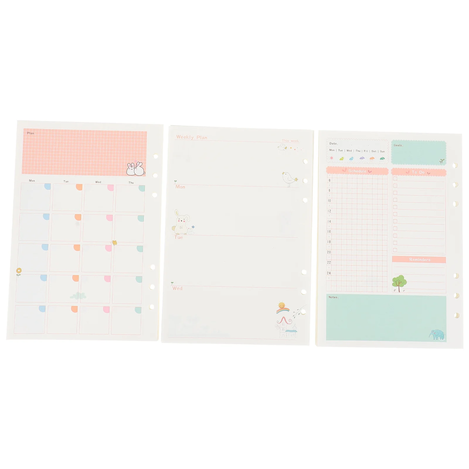 

3pcs Planner Notebook Replacement Cores Thick Smooth Writing Paper No Ink Bleed For Diary Journal Office School Six Holes Loose