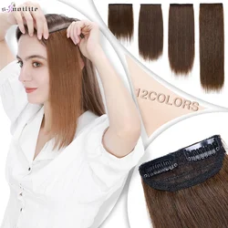 S-noilte 1pc clipe reto em extensões de cabelo humano cabeça lateral 8 polegada 12 polegada preto marrom feminino falso peruca platina loira