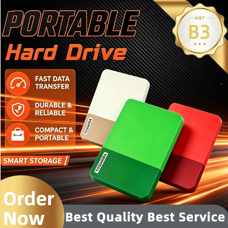 B3 Series Portable 4TB External Hard Drive Multi-color Option, High Speed Disk for Laptop Desktop Mac Android Phone File Backup