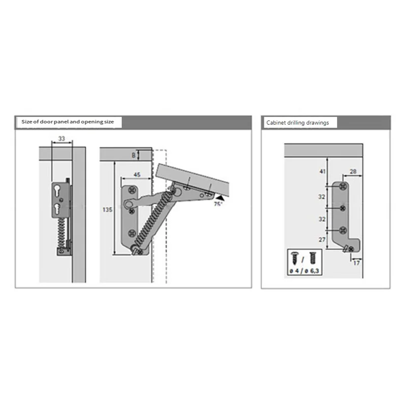 75STO-2Pcs Folding Sofa Bed Spring Hinge 10KG 80 Degree Cabinet Door Lift Up Stay Flap Top Support Hinges  For Cabinet Doors view 3