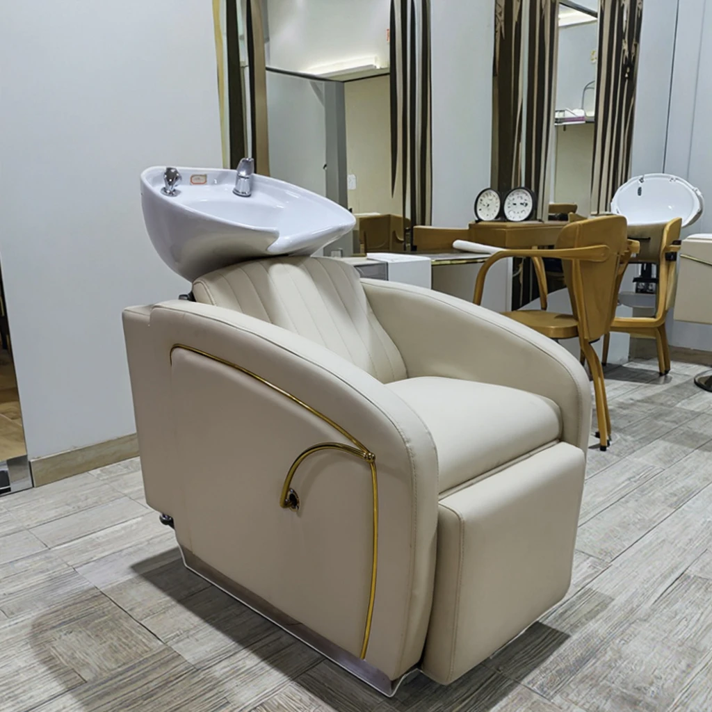 

Luxury High Quality Shaped Cotton Massage Shampoo Chair Customizable Color Shampoo Bed for Salon Shop
