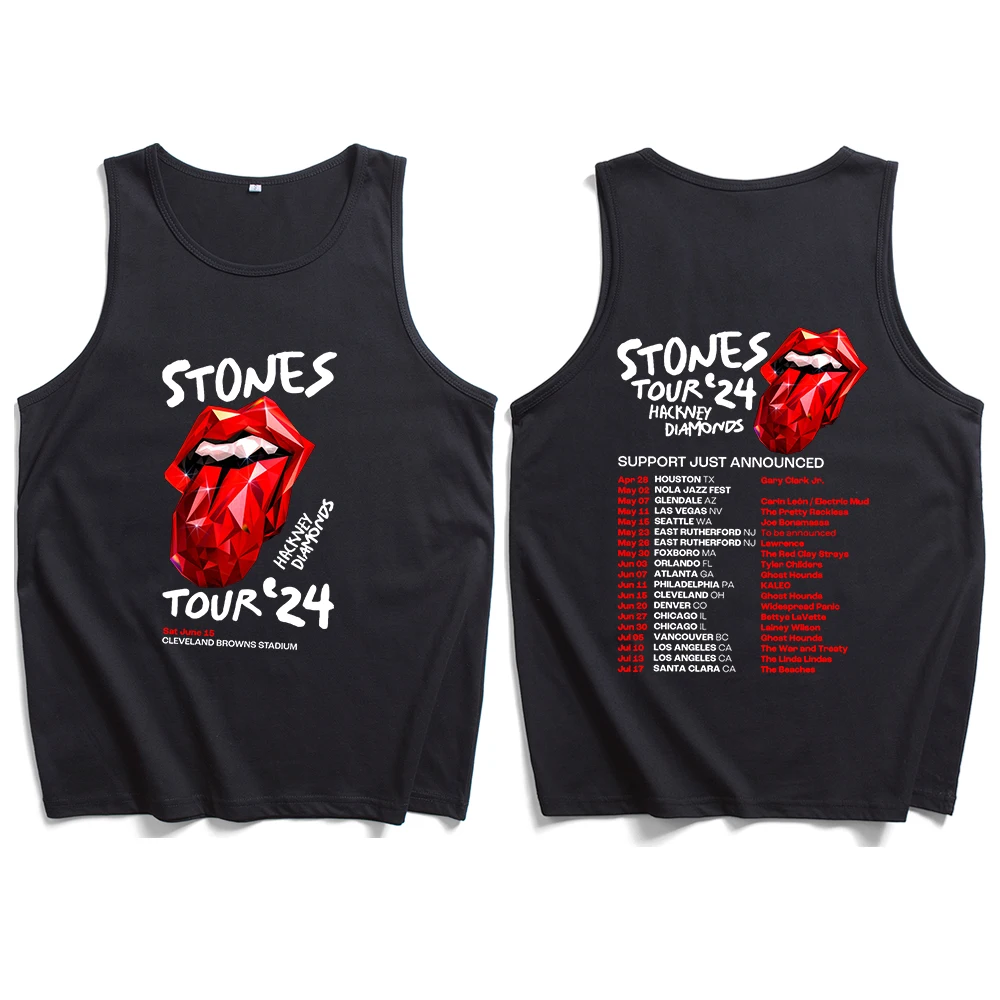 

Rolling-Stones World Tour 2024 Tank Tops Vest Man Woman Summer Casual Sleeveless T-shirt Fans Gift Tops