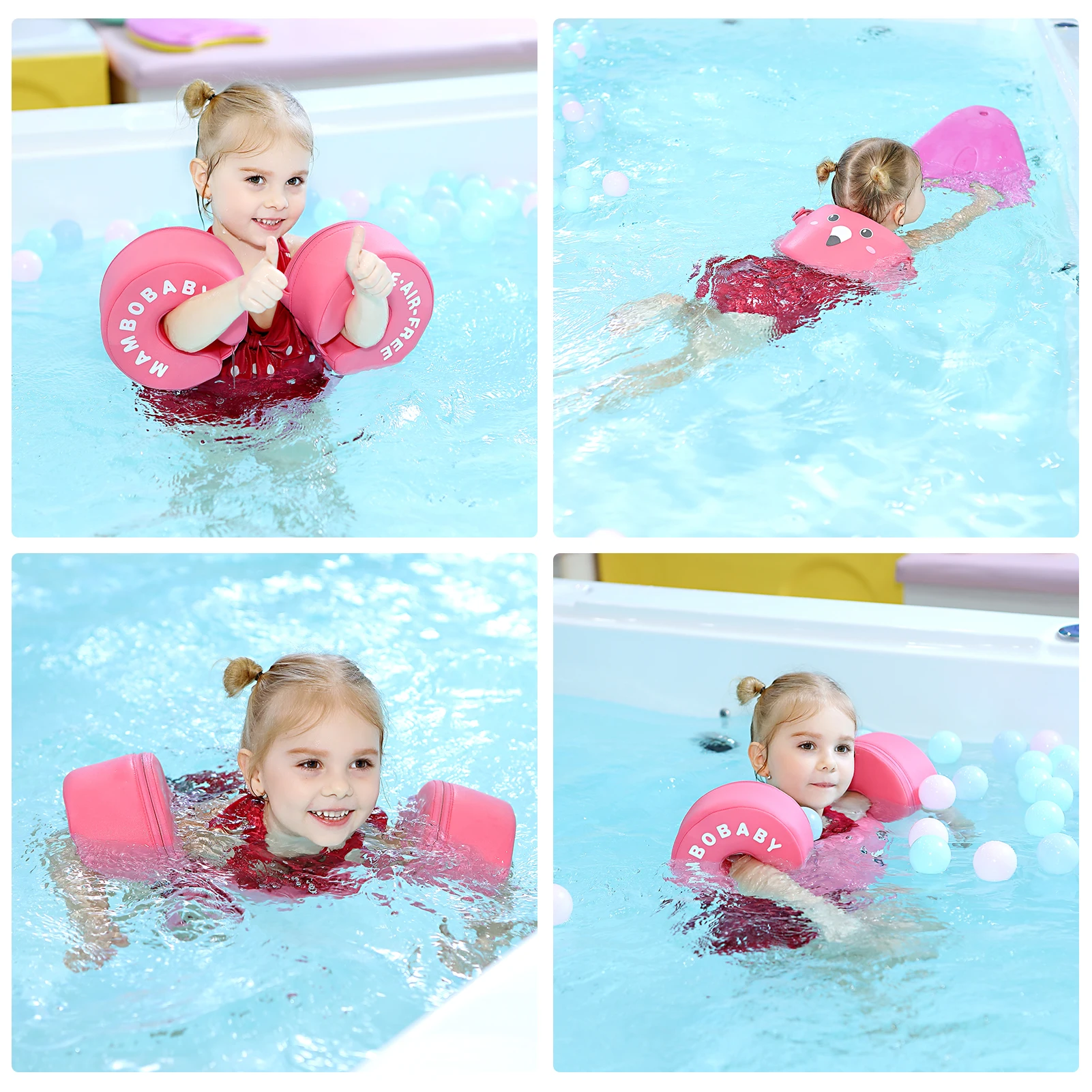 Kids Swimming Arm Rings Portable Non-Inflatable Floating Circle Sleeves Pool Buoy Armbands Swimming Equipment for 3-6 Years Baby