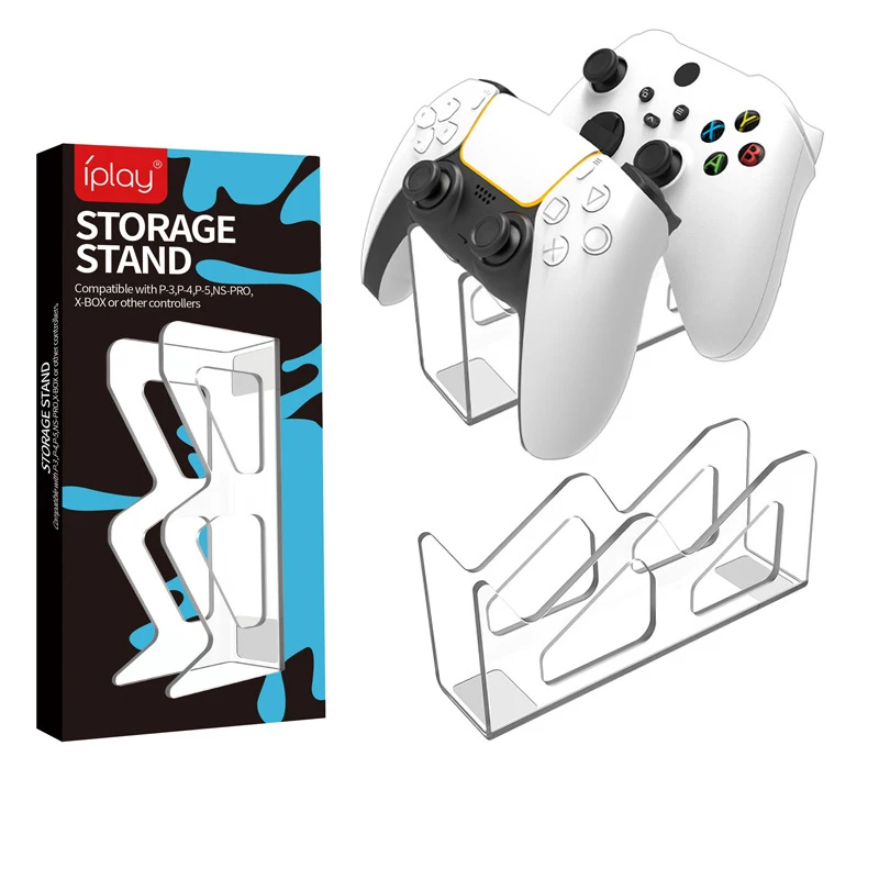 Soporte de exhibición de acrílico para controlador de juegos compatible con PS3/P-4/P-5/NS Pro/X-B0X, transparente con almohadilla antideslizante