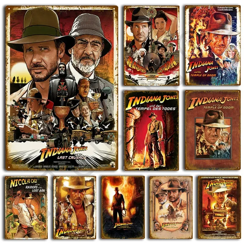 Classic Movie Indiana Jones and The Last Crusade Metal Poster Retro Metal Tin Sign Bar Club Industrial Decor Vintage Metal Signs