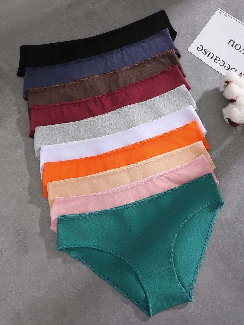 7Pcs Cotton Breathable Panties Women Comfortable Underwear Seamless Low Waist Underpants Fashion Girls Solid Color Sexy Lingerie