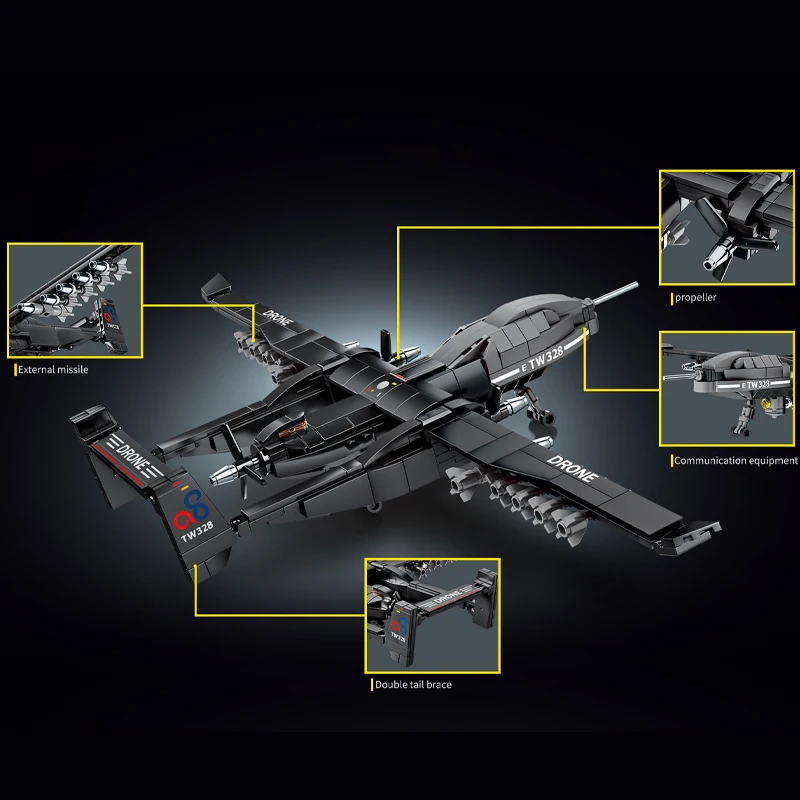 Military Series Military Fighter Model Building Blocks Sets Boys Assembly Aircraft Education DIY MOC Bricks Toys Holiday Gifts