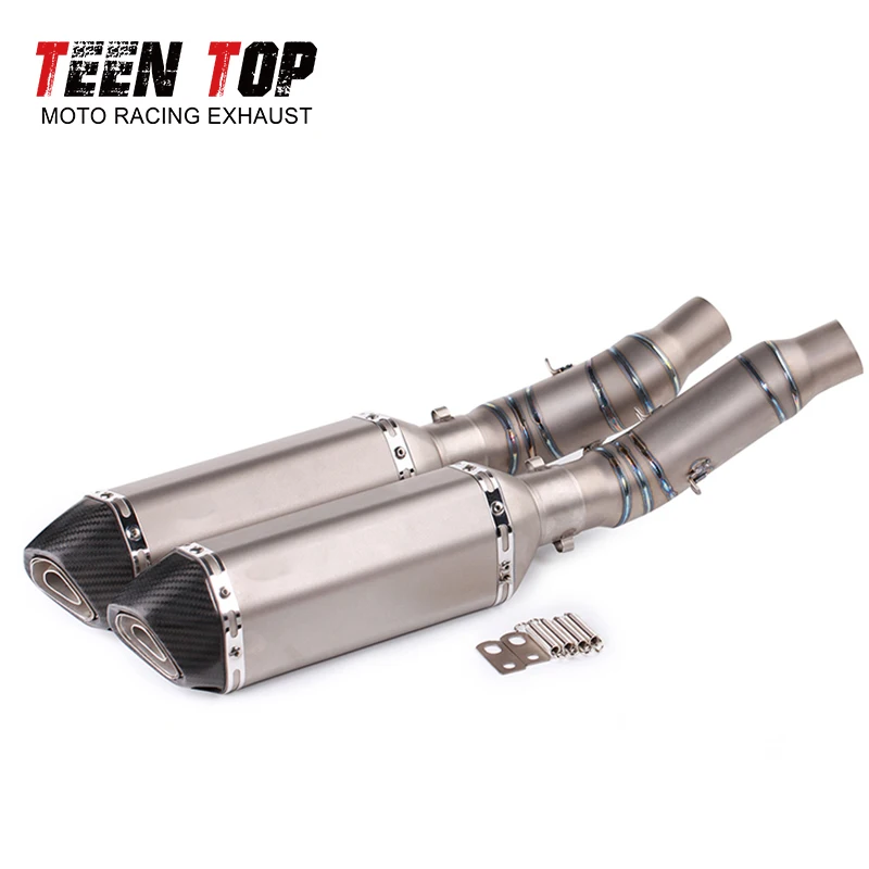 Slip-on Motorcycle Exhaust Pipe For Kawasaki Z1000 2010-2021 51mm Middle Escape Moto Tube Exhaust Silencer Muffler Z1000SX 10-19