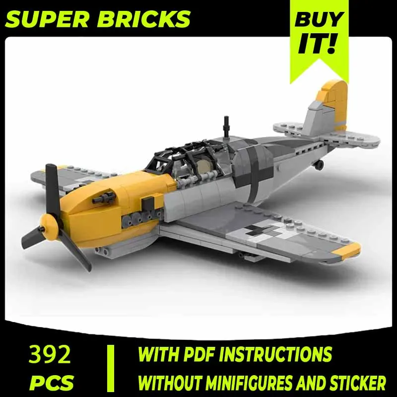 

Moc Building Bricks Aircraft Model Messerschmitt Bf 109 F2 Technology Modular Blocks Gifts Toys For Children DIY Sets Assembly