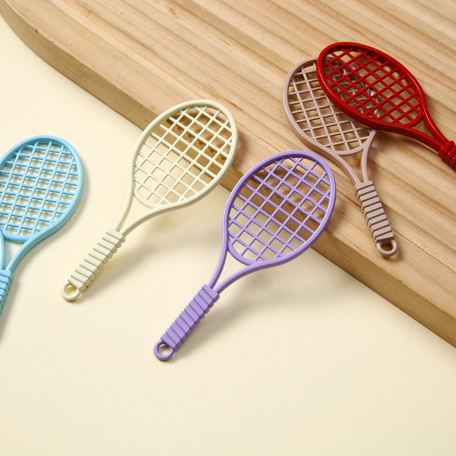 Cute Mini Tennis Racket Charms, Colorful Resin Racket Pendants for DIY Jewelry Making, Keychain, Bag Charms & Craft Accessories