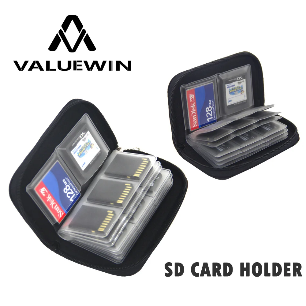 Bolsa de almacenamiento para tarjetas de memoria, estuche de transporte, billetera con 22 ranuras para CF/SD/Micro SD/SDHC/MS/DS, accesorios para juegos, caja para tarjetas de memoria