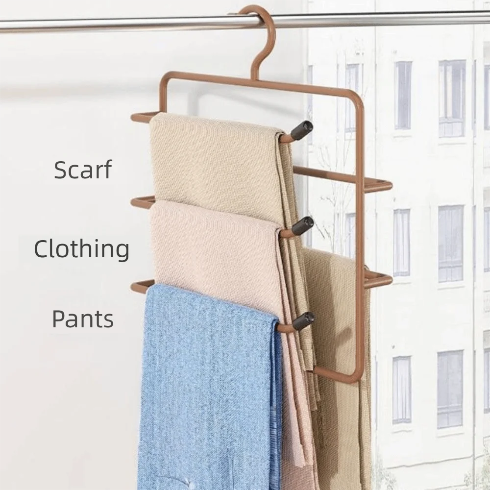 Durable Iron Multi-Layer Trouser Racks Hanging Non Slip Scarf Tie Rack Space Saving Closet Pants Organizer Wardrobe view 3