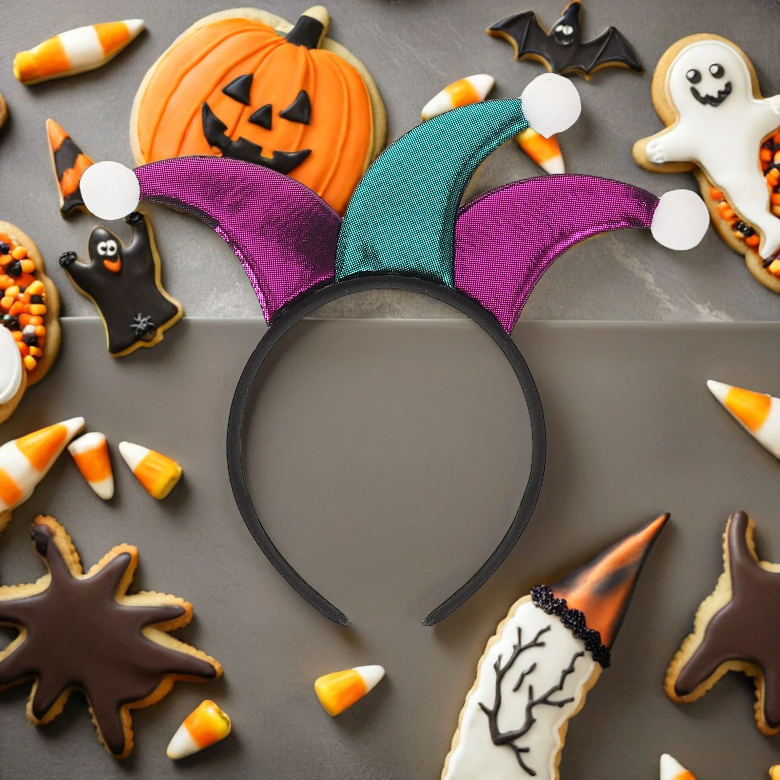 

2pcs Halloween Clown Headband Couples Design Dual Color Comfortable Lightweight Party Carnival Costume Cosplay Accessories Funny